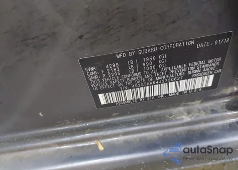 2018 Subaru Impreza 2.0I из США, поврежденный, VIN 4S3GTAA64J3730637